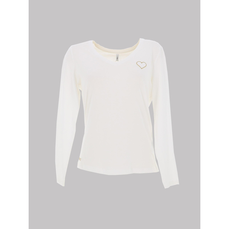 T shirt manche longue col en v noomi blanc femme - Only