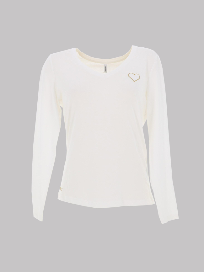 T shirt manche longue col en v noomi blanc femme - Only