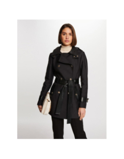 Manteau trench bi-matière gzima noir femme - Morgan