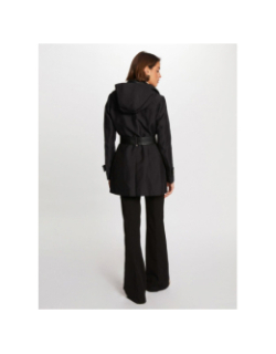 Manteau trench bi-matière gzima noir femme - Morgan