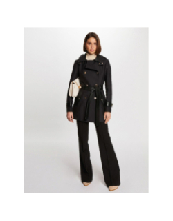 Manteau trench bi-matière gzima noir femme - Morgan