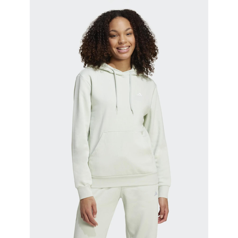 Sweat à capuche logo brodé uni vert clair femme - Adidas