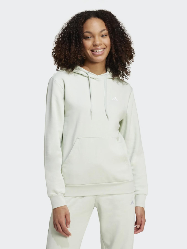 Sweat à capuche logo brodé uni vert clair femme - Adidas