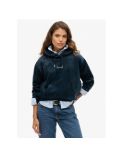 Sweat à capuche en velours country club bleu femme - Superdry