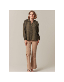 Blouse motifs léopard lexiane kaki femme - Deeluxe