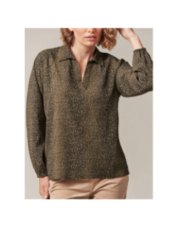 Blouse motifs léopard lexiane kaki femme - Deeluxe