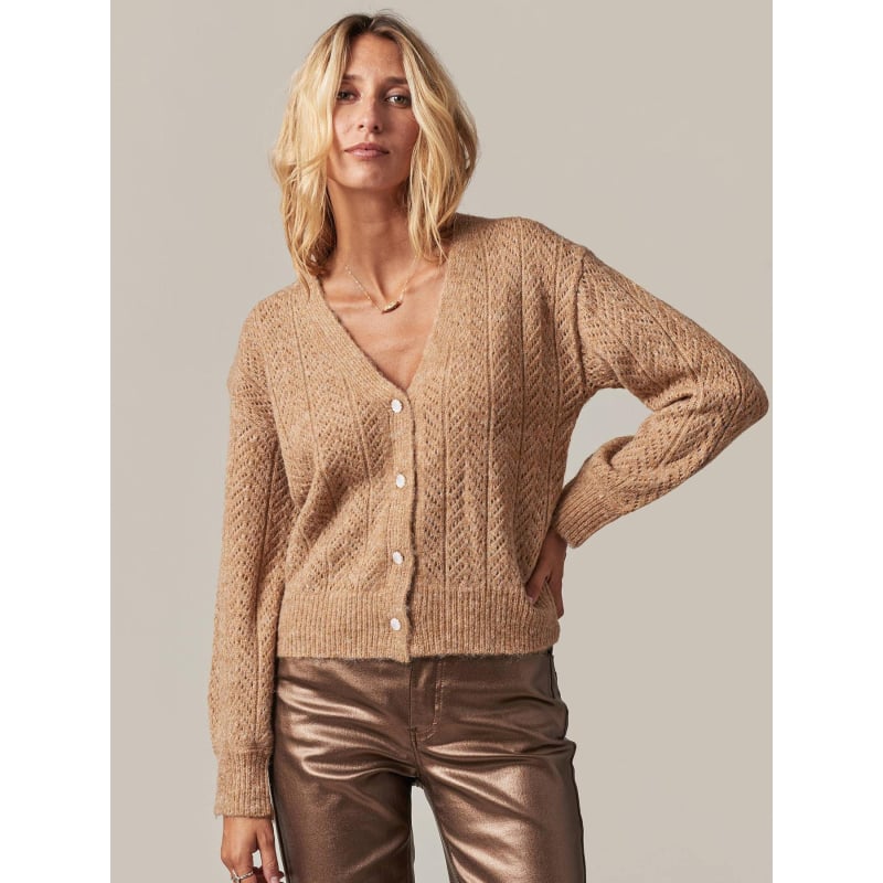 Gilet cardigan dorfi camel femme - Deeluxe