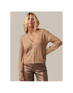 Gilet cardigan dorfi camel femme - Deeluxe