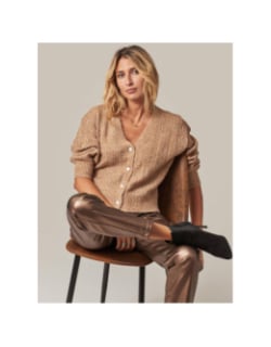 Gilet cardigan dorfi camel femme - Deeluxe