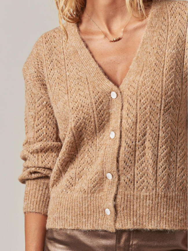 Gilet cardigan dorfi camel femme - Deeluxe