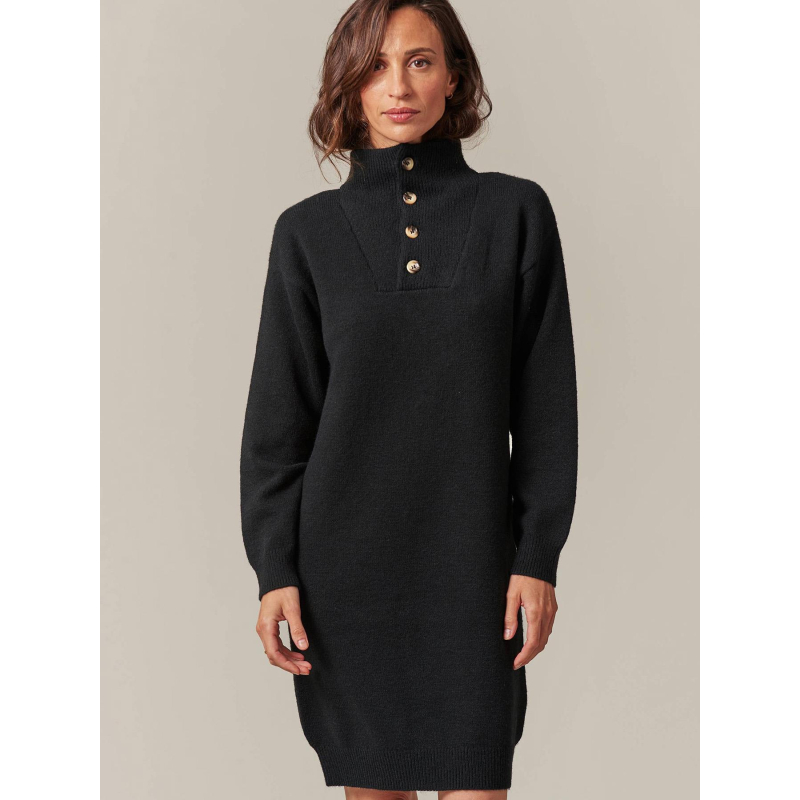 Robe pull a col boutonné hania noir femme - Deeluxe