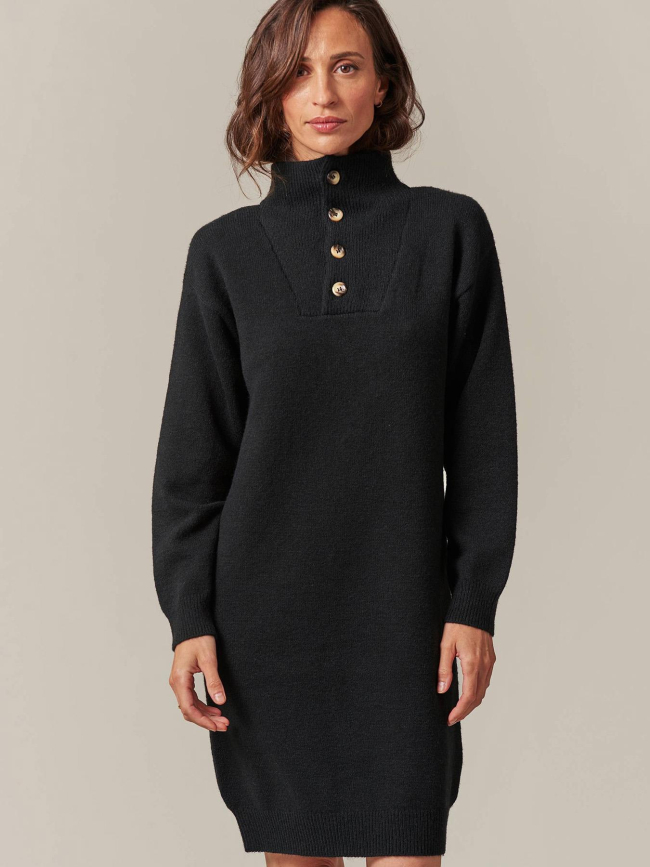 Robe pull a col boutonné hania noir femme - Deeluxe