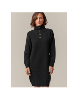 Robe pull a col boutonné hania noir femme - Deeluxe