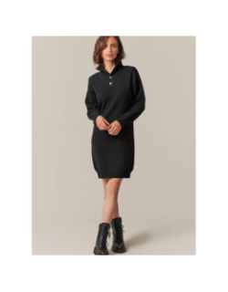 Robe pull a col boutonné hania noir femme - Deeluxe