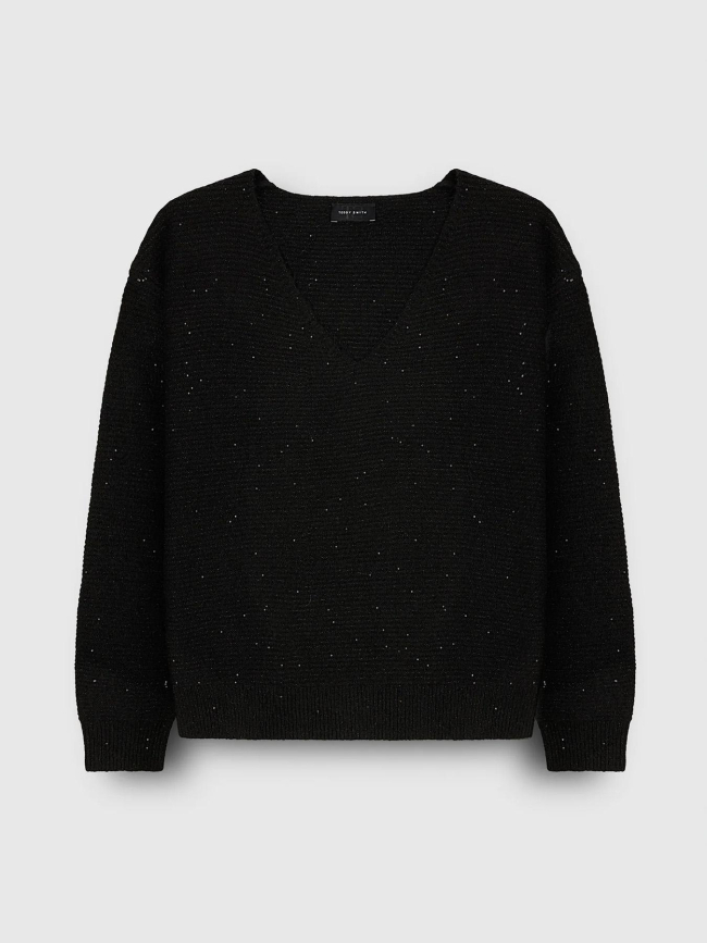 Pull col en v effet paillette p-rachel noir femme - Teddy Smith