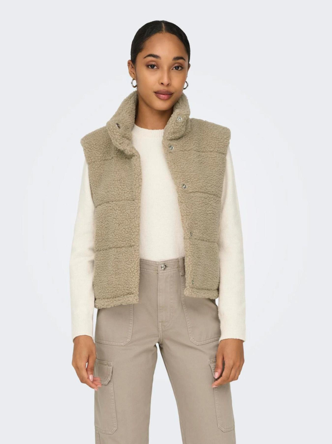 Veste sans manche teddy sandra beige femme - Only