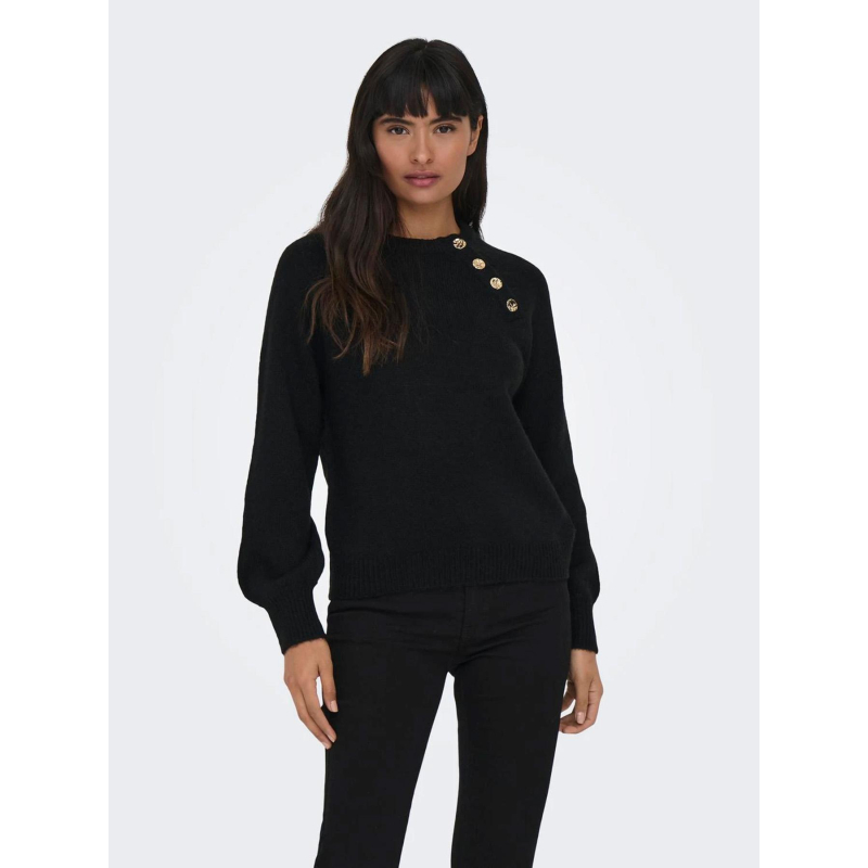 Pull col boutonné emma noir femme - Only