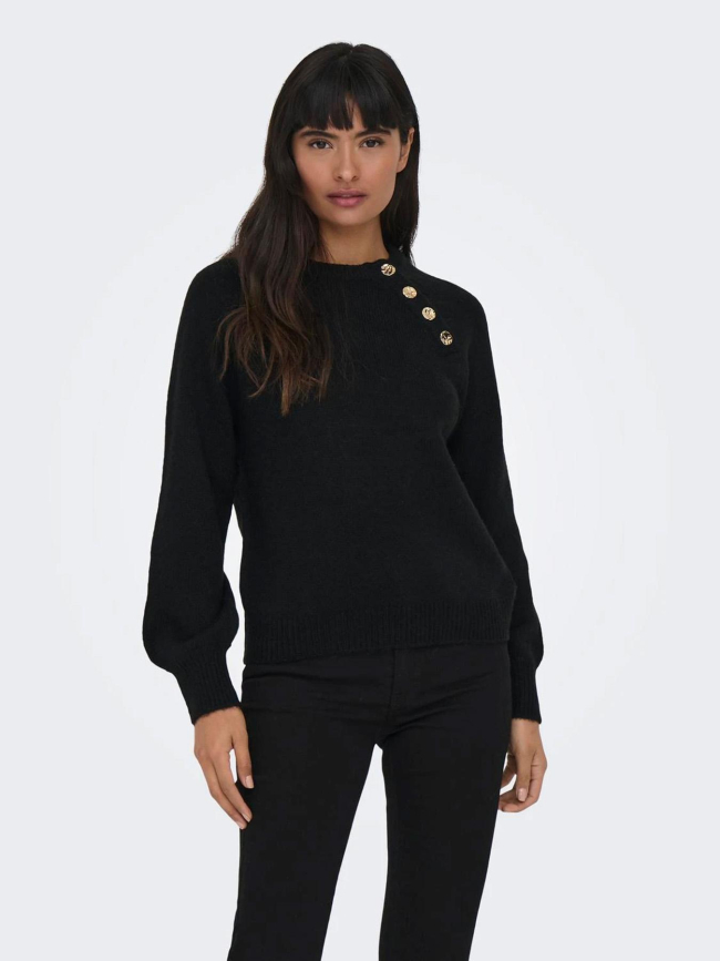 Pull col boutonné emma noir femme - Only