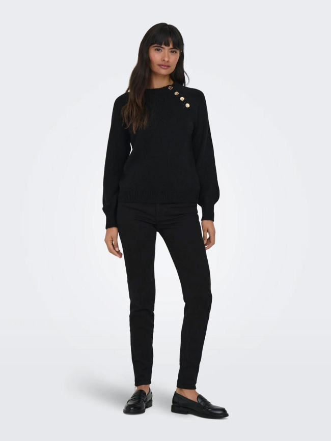 Pull col boutonné emma noir femme - Only