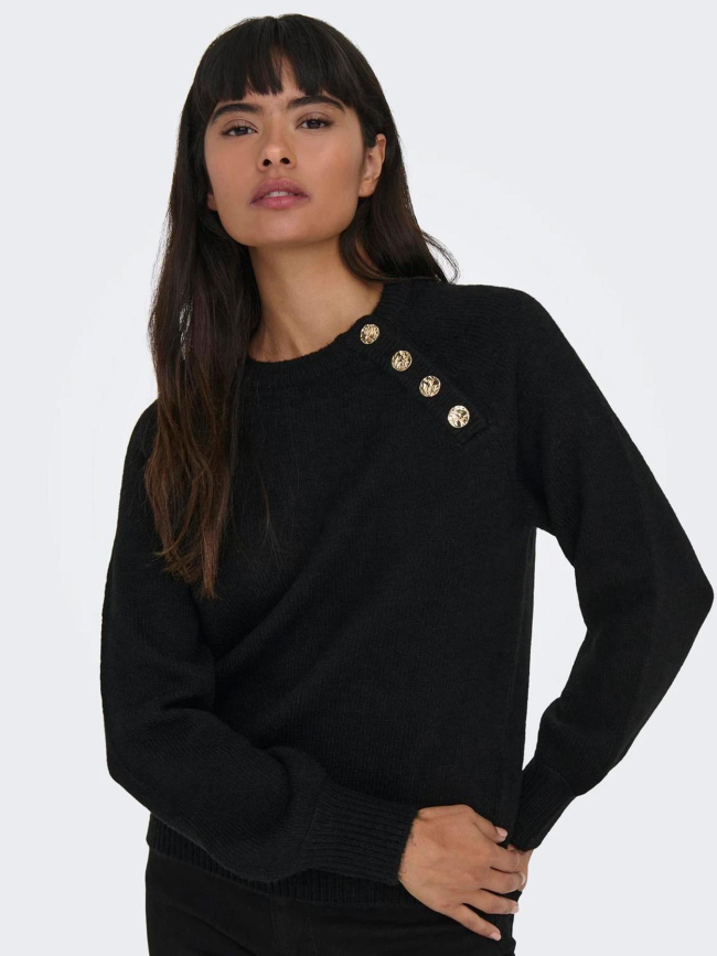 Pull col boutonné emma noir femme - Only