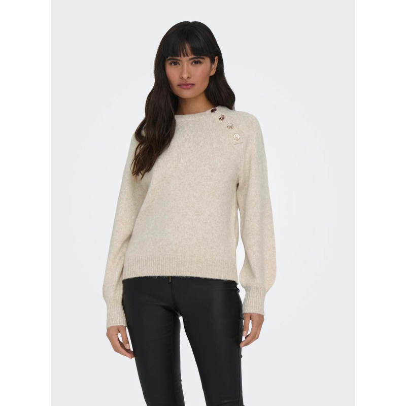 Pull col boutonné emma beige femme - Only