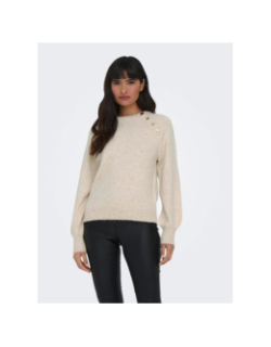 Pull col boutonné emma beige femme - Only