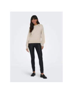 Pull col boutonné emma beige femme - Only