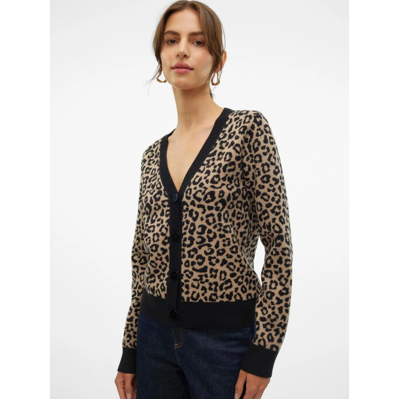 Gilet gardigan a motif léopard vmaria noir et beige femme - Vero Moda