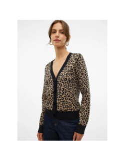 Gilet gardigan a motif léopard vmaria noir et beige femme - Vero Moda