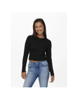 Crop top manches longues kitty noir femme - Only