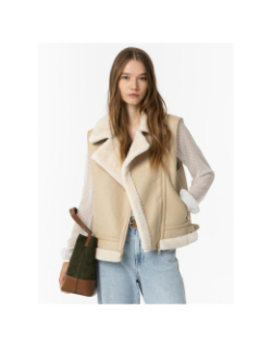 Veste sans manche fourrée icy beige femme - Tiffosi