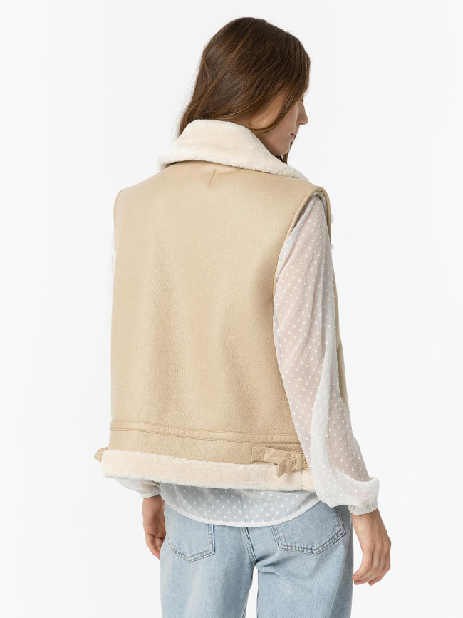 Veste sans manche fourrée icy beige femme - Tiffosi