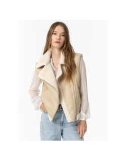 Veste sans manche fourrée icy beige femme - Tiffosi