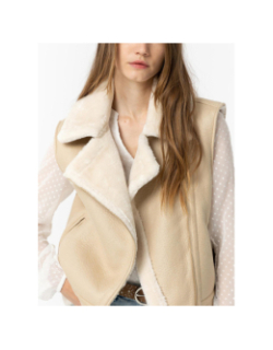 Veste sans manche fourrée icy beige femme - Tiffosi