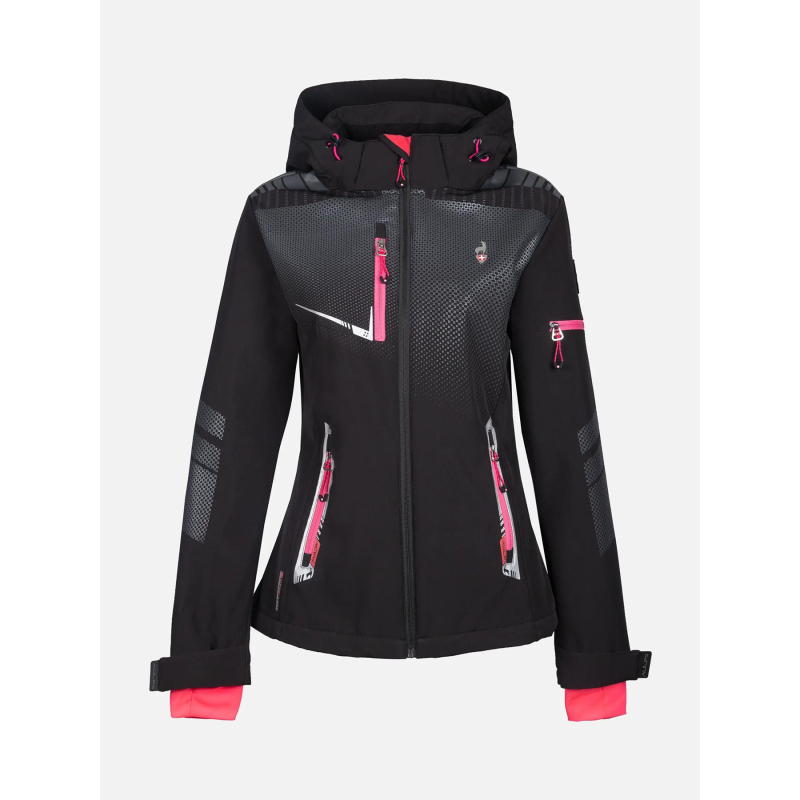 Veste imperméable softshell nelka noir et rose femme - Aulp