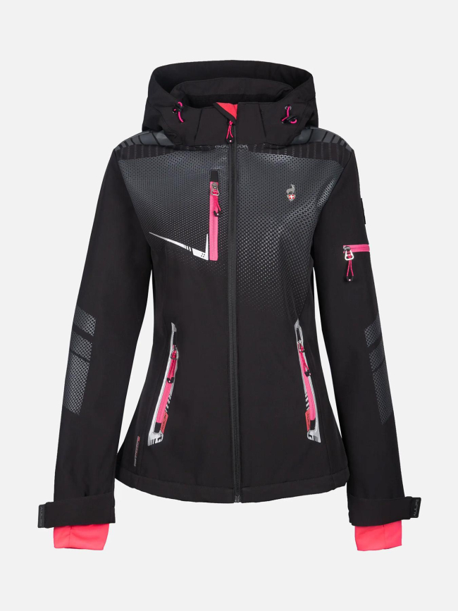 Veste imperméable softshell nelka noir et rose femme - Aulp