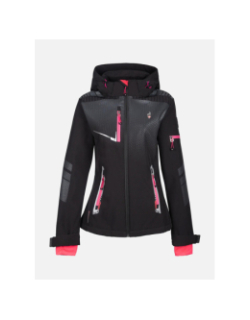 Veste imperméable softshell nelka noir et rose femme - Aulp