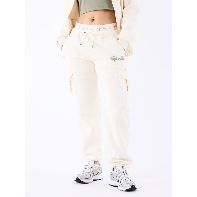 Jogging double ceinture logo beige femme - Project X Paris