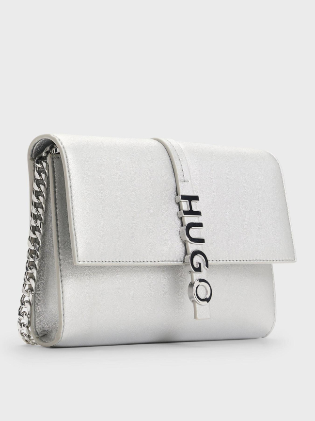 Pochette simili cuir laminé avec logo argenté femme - Hugo