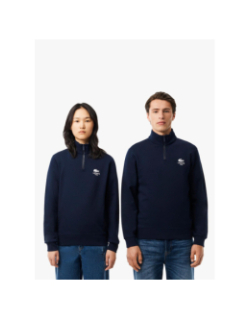 Sweat col montant zippé imprimé bleu marine adulte - Lacoste