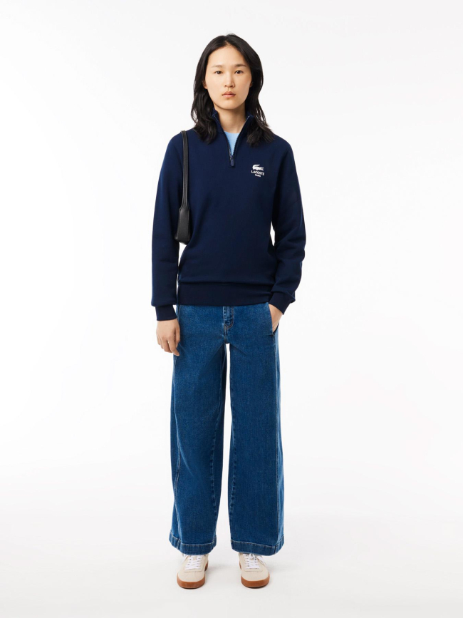 Sweat col montant zippé imprimé bleu marine adulte - Lacoste