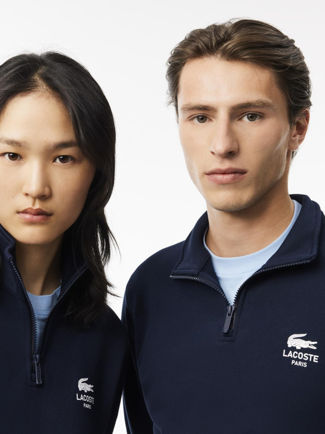 Sweat col montant zippé imprimé bleu marine adulte - Lacoste