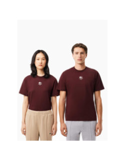 T-shirt en coton imprimé signature bordeaux adulte - Lacoste