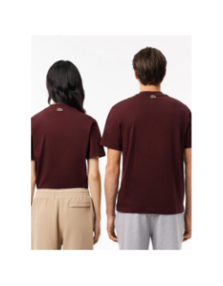 T-shirt en coton imprimé signature bordeaux adulte - Lacoste