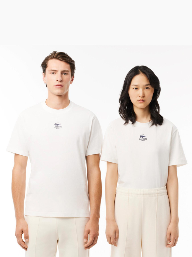 T-shirt en coton imprimé signature blanc adulte - Lacoste