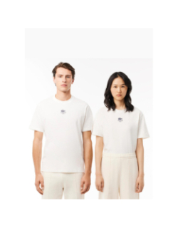 T-shirt en coton imprimé signature blanc adulte - Lacoste