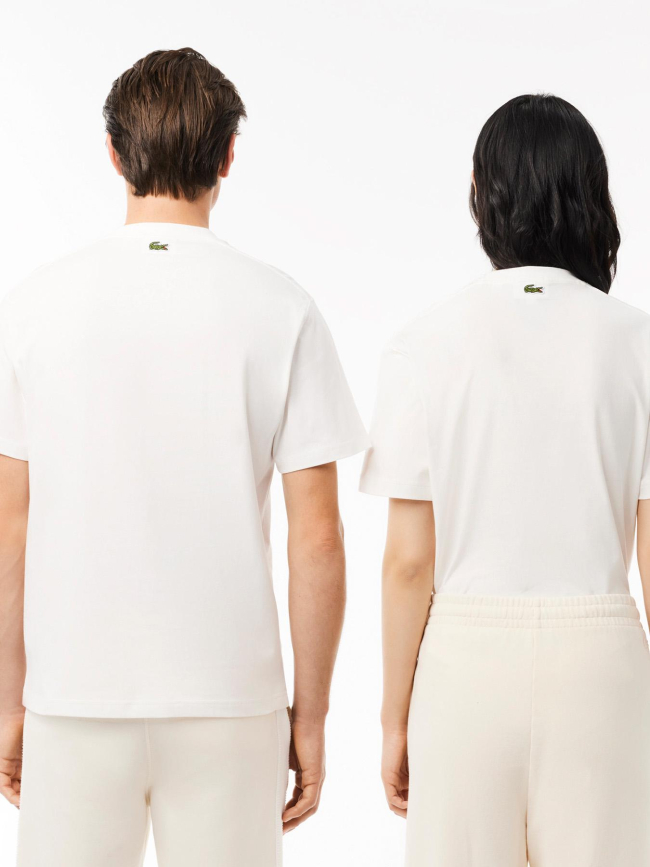 T-shirt en coton imprimé signature blanc adulte - Lacoste