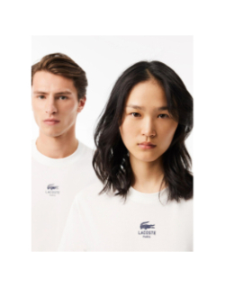 T-shirt en coton imprimé signature blanc adulte - Lacoste