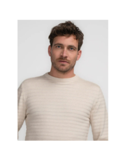 Pull col rond rayure relief beige homme - Petrol Industries