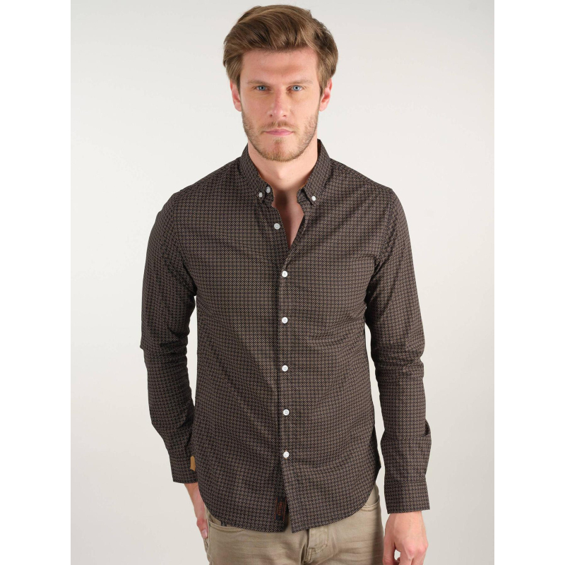 Chemise imprimée bogart noir marron homme - Deeluxe